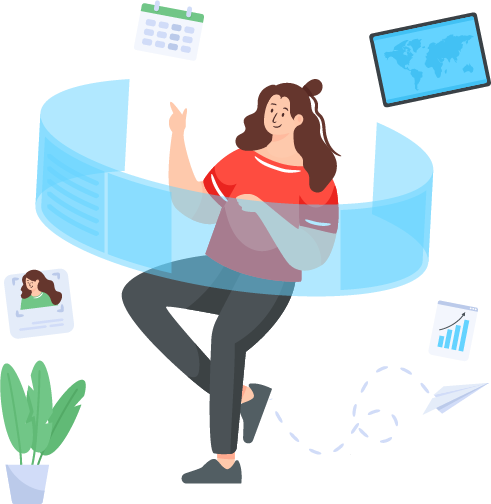 A woman, effortlessly navigating and scheduling events and meetings thanks to the Delve Risk Cybear Portal.